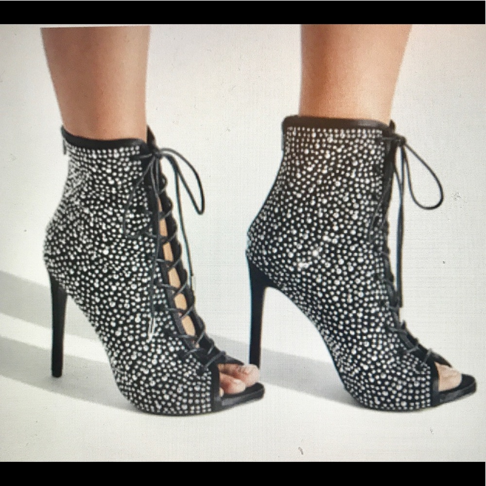 Black sparkly rhinestone bootie